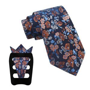7942 Floral Ties , 3pcs/set Neck Tie Pocket Square Holder Set for Wedding
